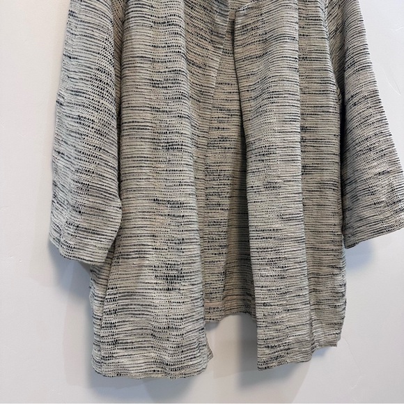 EILEEN FISHER Natural handloomed cotton Furrows Textured Round Neck Jacket - Picture 4 of 5